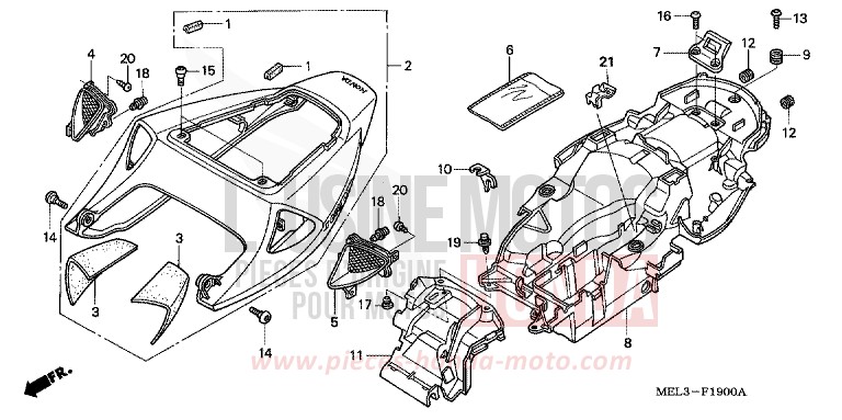 MOULURE DE SIEGE (CBR1000RR4/5) de CBR1000RR "Fireblade" PEARL SIREN BLUE-A (PB123) 2005